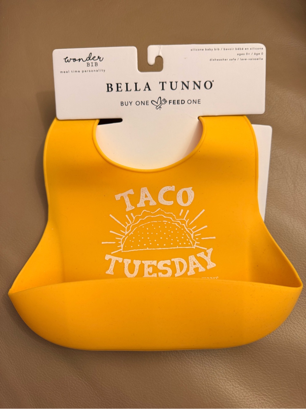 Bella Tunno Yellow 'Taco Tuesday' Silicone Baby Bib